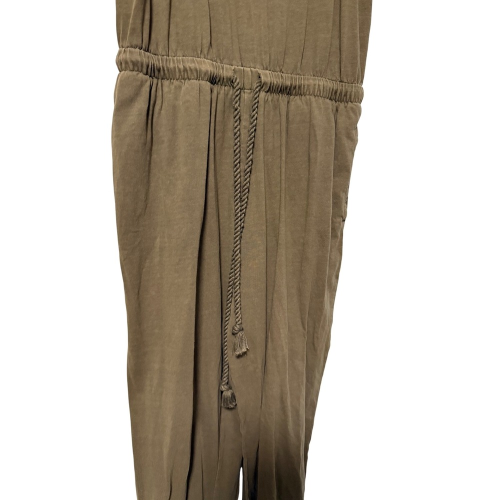 Universal Thread Olive Green Cotton Sleeveless Jogger Jumpsuit Medium Tassel Tie - Picture 4 of 6
